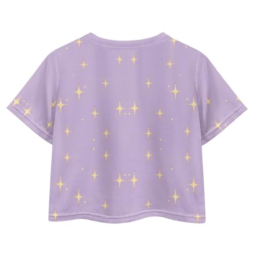 Image of Girls Crop Tees Crew Neck Casual Short Sleeve T Shirts Kids Loose Soft Comfortable Tees Blouses Shirt for Little Girl