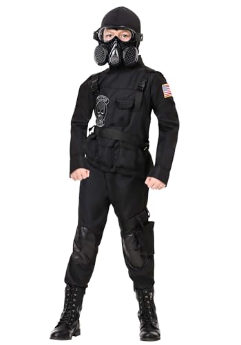 Military Costume Kids Soldier Boy Costume Cosplay, 100% Polyester, Black Military Attire, Special...