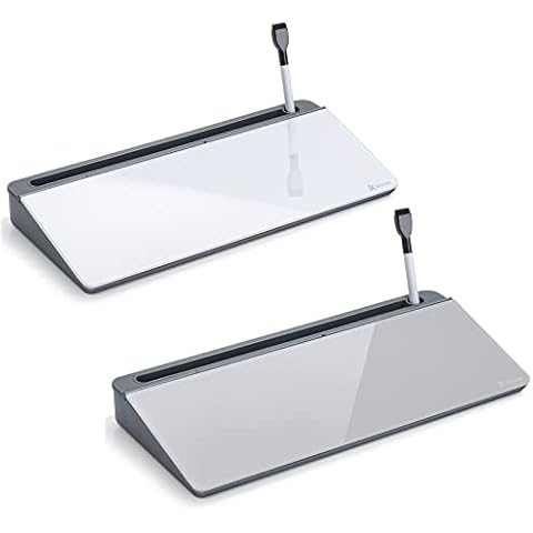 Desktop Glass Whiteboard Gray and Gray Board,Varhomax Desk Organizer and Desktop Memo Pad Solution for Home Office Accessories and School Supplies Cover