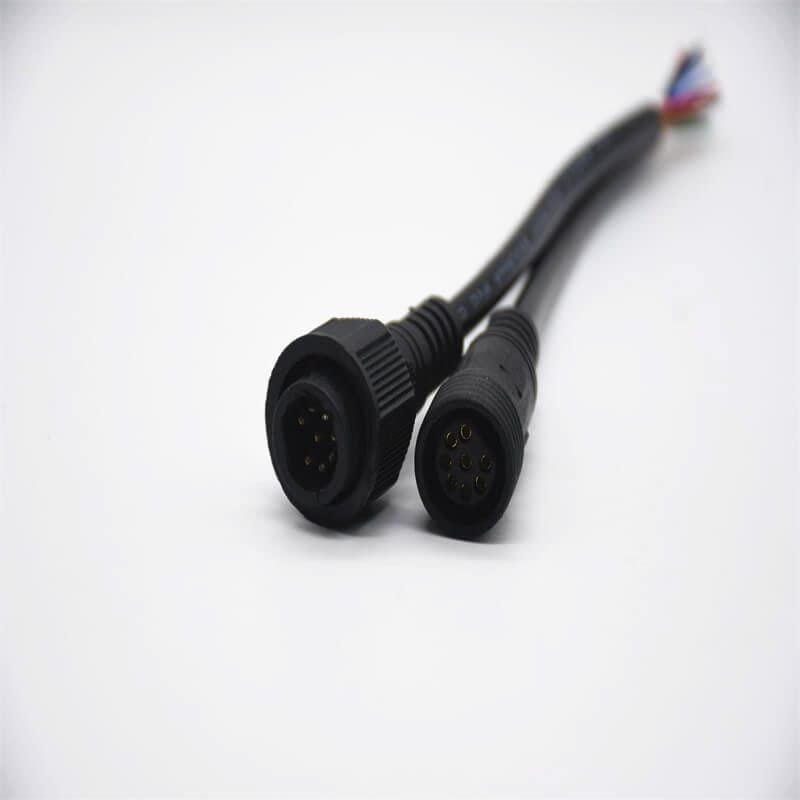 M19 Gold- Plated Copper 7Pin Male and Female Screw Joint Connector IP67 Nylon Waterproof 0.2M Length 8 * 0.3㎜² Cable for LED