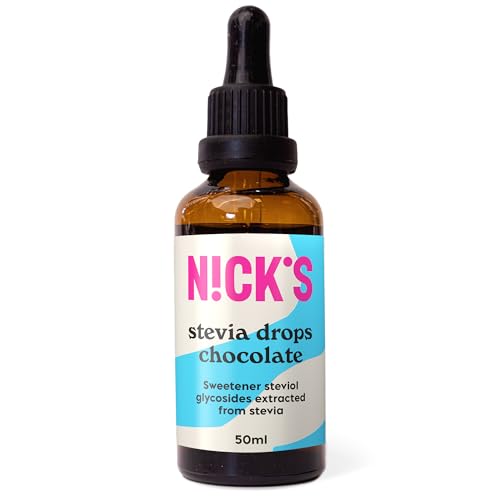 NICKS Stevia Flüssig Flavour Drops Schokolade (50ml), Keto Zuckerfreie Tafelsüße ohne Kalorien, Low carb Zuckerersatz, Süßstoff, Flüssigsüße, Alternative zu Zucker, Süßungsmittel mit Pipette