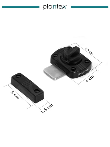 Image of Plantex Door Latch Lock for Door / /Heavy Duty Zinc Baby Latch for Bathroom /Door Stopper /Latch Lock for Main Door /Baby Latch -Pack of 1 (Black)