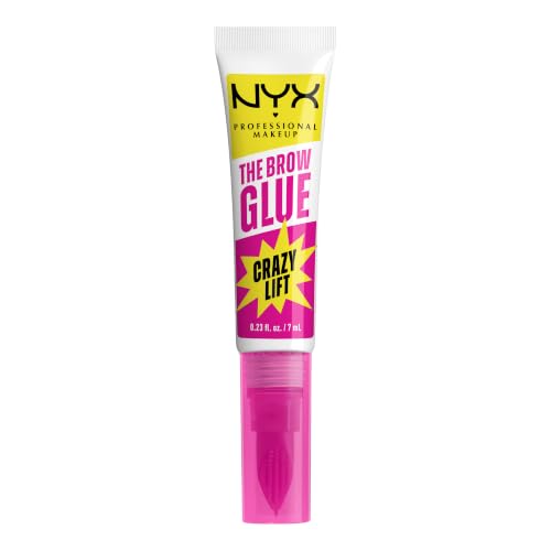 NYX Professional Makeup Brow Glue Crazy Lift 24-Hour Strong-Hold Brow Lamination Gel with Built-In Styling Comb to Precisely Coat and Lock Every Brow Hair Flake-Proof Korean Makeup Transparent