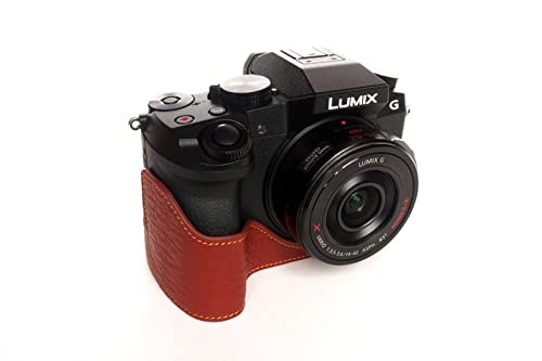 Housse en cuir véritable pour Panasonic G7 sac de protection demi-coque marron pour appareil
