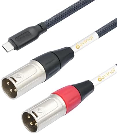 USB C to Dual XLR Audio Cable, Upgrade USB Type C to XLR Male Output Stereo Cord Converter Adapter for Amplifier, Speaker, Mixer Console, etc 3.3 FT