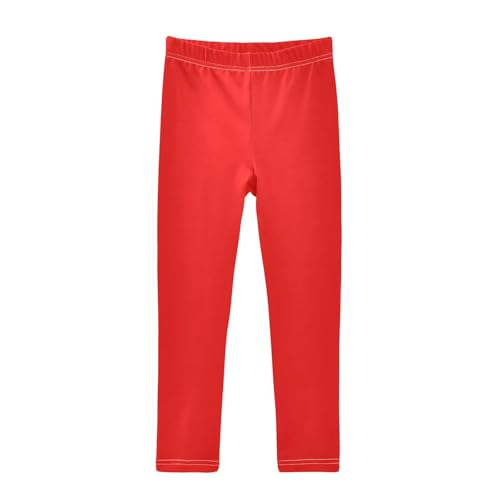 Girls' Leggings Strong Red Casual Yoga Pants Dance Tights Trousers Stretchy Tights Pants, 4T