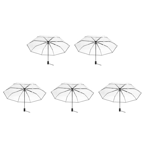 Onchdbfhuu 5X Paraguas Transparente Paraguas Automatico para Lluviaautomatico Compacto Plegable Estilo A Prueba de Viento Paraguas Transparente, Transparente & Borde Negro