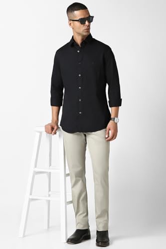 Image of Van Heusen Solid Casual Shirt for Men| Premium Cotton| Full Sleeves| Regular Fit |Breathable Fabric |