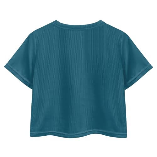 Image of Cute Crop Tops for Girls Short Sleeve Summer T Shirts Fashion Graphic Tees Crew Neck Pullover Tee 5-14 Years