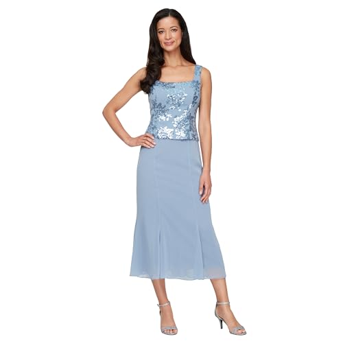 Image of Alex Evenings Women's Tea Length Jacket Dress, Perfect for Weddings, Formal Events (Petite and Regular Sizes)