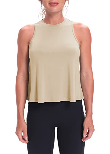 Image of Mippo Crop Tops for Women Womens Workout Tops Flowy Cropped Tank Tops Athletic Shirts