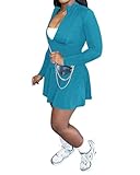 Adogirl Zweiteiliges Tennisrock-Set für Damen mit Shorts, langärmelig, 2-teiliges Outfit,...