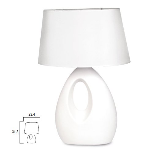 F.A.N. EUROPE Lighting I-LPE018 BCO E14 40W Halógeno Blanco lámpara de mesa - Lámparas de mesa (Blanco, Cerámico, E14, 1 bombilla(s), 40 W, Halógeno)