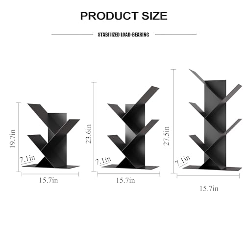 Tree Book Shelf,Small Desktop Bookshelf,Wood Bookcase,Desk Display Bookshelves,Floor Standing Organizer Bookcases for Living Room,Bedroom,Office(2tier, Gold) - Image 4