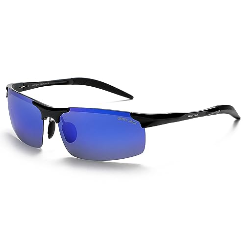 Image of grey jack Al-Mg Sports Polarized Sunglasses Classic Rectangle Half Frame Sun Glasses S8177