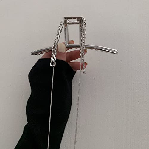 Spinka do włosów metalowy łańcuch Tassl pazury do włosów duży srebrny kolor Barrettes spinki do włosów duże spinki do włosów akcesoria do włosów dla kobiet nakrycia głowy Hairgrip