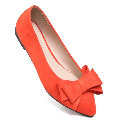 Image of WENJIAZHIZHI Square Toe Bow Ballet Slip-On | Classic Suede Finish,Chic Bow Detail,Effortless Everyday Style,Wedding Party Office,Plus Size Available