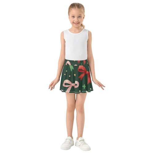 Joisal Girls Skorts Athletic Shorts Red Green Christmas Bows Tennis Skirts for Kids Uniform School Skirt 3t3