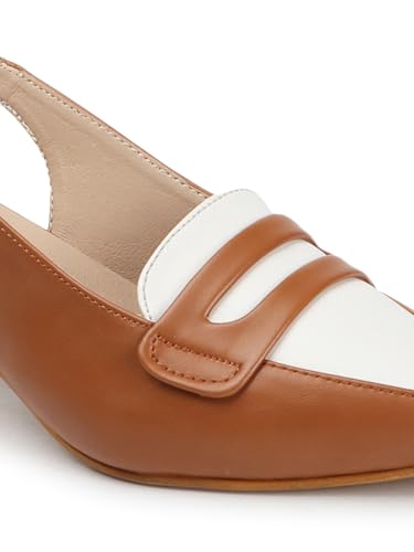 Image of Carlton London Women Stylish Backstap Sandal with Kitten Heels, Pointed Toe for Casual Wear