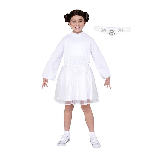 Disfraz juvenil Princesa Leia Star Wars con peluca y cinturón miniatura 3