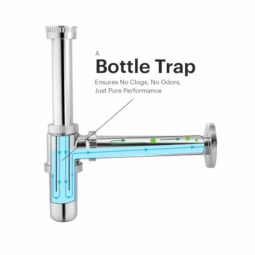 Image of Johnson ABS Bottle Trap for Wash Basin with 190 mm Outlet Pipe | ABS Material | Chrome Plated Glossy Finish with Wall Flange | Anti Cockroach Trap | 1 Year Warranty (Pack of 1)