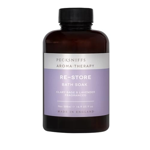 Pecksniff’s - Aroma:Therapy Bath Soak, Luxury Bubble Bath for Men and Women, Silky Liquid for Soft Skin, Restore with Lavender, Suitable for Sensitive Skin, Cruelty Free (500ml)