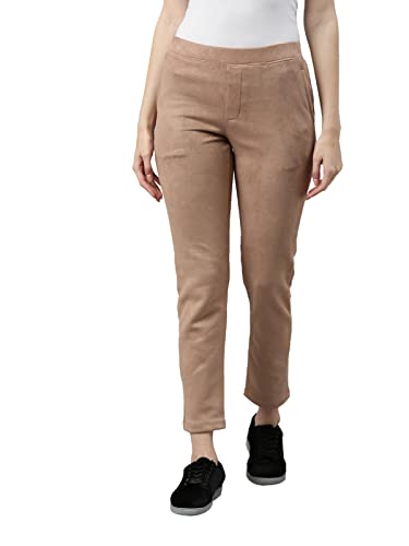 Image of GO COLORS Women Solid Mid Rise Suede Treggings