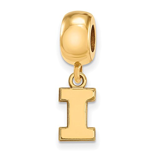 Illinois Bead Charm Extra Small (3/8 Inch) Dangle (Gold Plated)