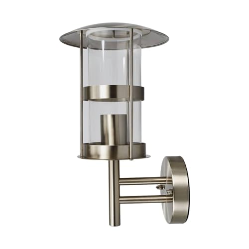 Lindby Edelstahl Wandlampe aussen IP44, Wandleuchte silber...