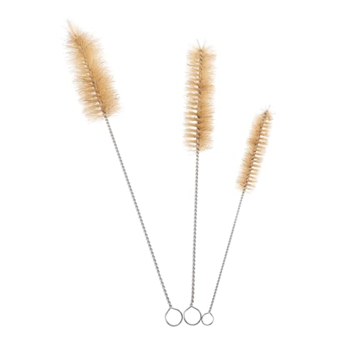 OSOLADY 3pcs Bristle Stainless Steel Wash Brush Scrubbing Brush Beige Flask Cleaning Reusable Straw Cleaner