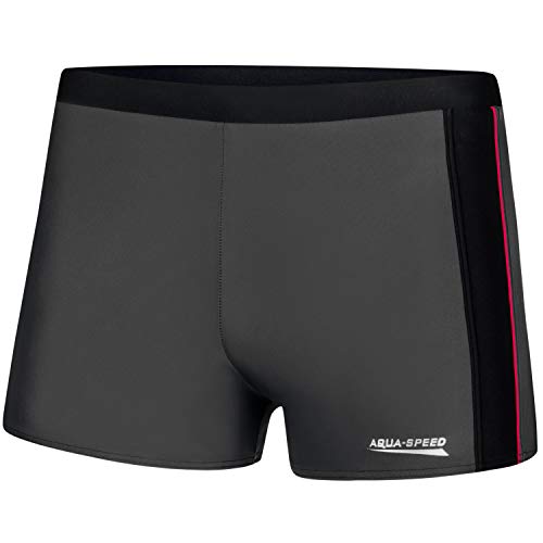 Aqua Speed Jason Mens Bañadores | Pantalones de baño para Hombres | Protección UV | 18 Gris - Negro - Rojo Tubería | Tamaño: XXL Cover
