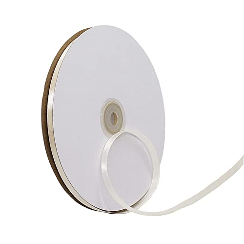 6mm Ivory Ribbon for Gift Wrapping,91m Fabric Thick Satin Ribbon White Bow for Gift Wrapping,Ribbons for Balloons,Crafting,Hair,Bouquets,Wedding