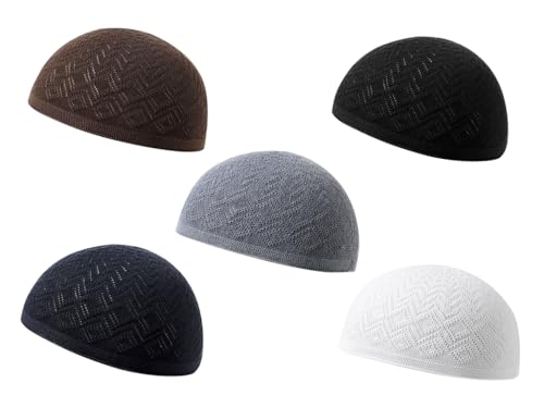 Bonnet islam et doublure de casque extensible lot de 5 chapeaux Kufi homme