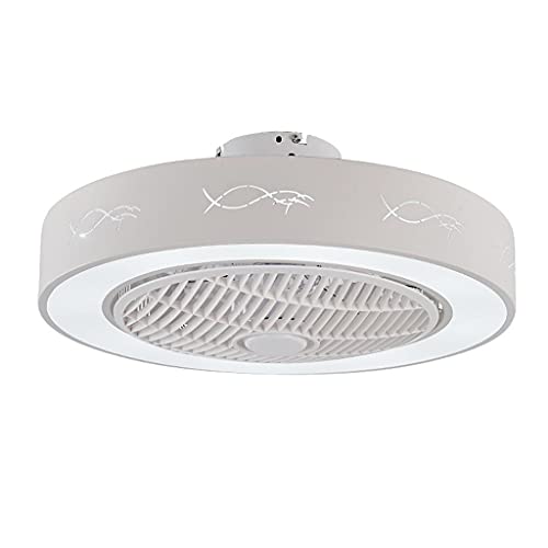 Ventilador de techo de perfil bajo para interiores de 3 velocidades, lámpara LED con control remoto y 3 colores cambiantes, aspas empotradas, ventilador de techo de 22 pulgadas con luz, para sala de