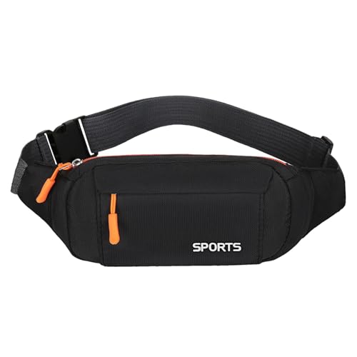 Cinturón impermeable para correr con múltiples bolsillos – Riñonera deportiva para hombres y mujeres, perfecta para llevar teléfono, llaves, tarjetas y artículos personales, ajustable y cómodo, Negro
