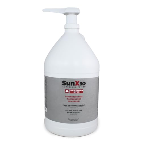 CoreTex Sun X 30+ SPF Broad Spectrum Sunscreen Lotion - 1 Gallon Jug & Pump Bottle of Paraben Oxybenzone Octinoxate & Oil Free Sunscreen - No White Cast and Water Resistant Up to 80 Minutes