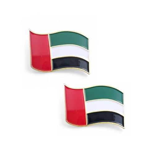 FMstyles - (2 pcs) United Arab Emirates Lapel Pin UAE Country Enamel Metal Souvenir Men Women Patriotic (Waving Flag Lapel Pin) Waving Flag Lapel Pin Metal UAE National Day Eid Al Etihad Pin new