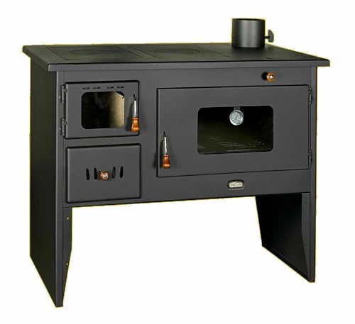 Prity 2P50 Poêle à bois avec 2 plaques de cuisson, ouverture à gauche et porte gauche Certifié CE
