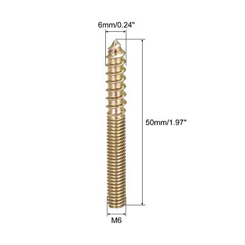 Image of uxcell M6x50mm Hanger Bolts, 8pcs Double Ended Thread Dowel Screws for Wood Furniture