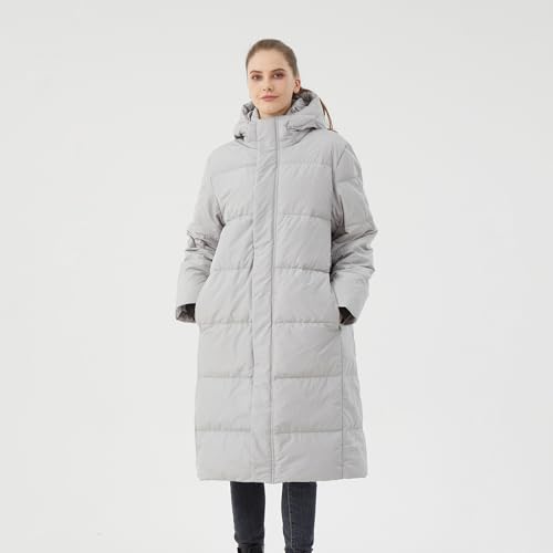 Image of Women's Long Down Jacket with Hood 700+ Fill Power Puffer Coat Warm Winter Oversized Outerwear