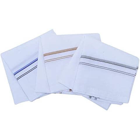 Royal Mart Men's Handkerchiefs - 100% Soft Cotton Hemstitch 17 x 17 Inches - White (Pack of 3) Cover