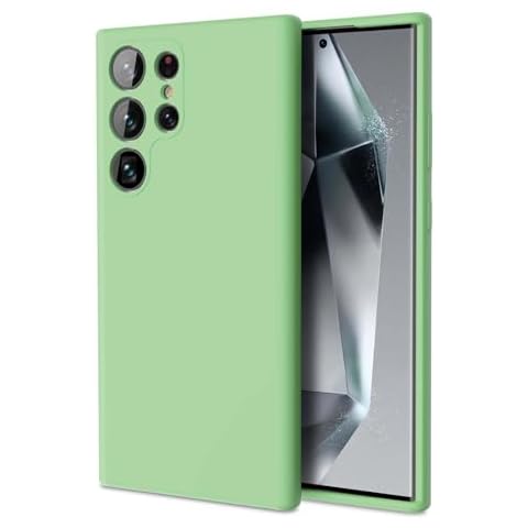 ZUSLAB Silicone Case Compatible with Samsung Galaxy S24 Ultra 6.8 Inches, TPU Rubber Gel Cover Support Wireless Charging, Anti-Scratch Shockproof Bumper Slim Fit for Galaxy S24 Ultra Case, Green Cover