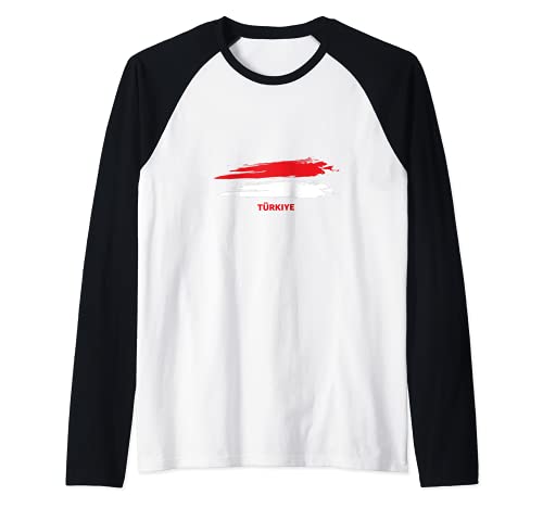 Flag Turkey Raglan Baseball Tee, Black