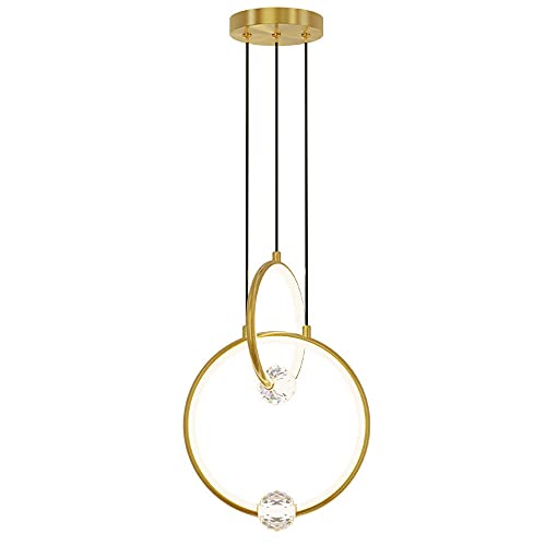 Suspension LED en laiton brossé et cristal dimmable
