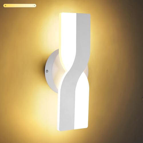 Image of Kawell 12W Minimalist LED Wall Light 1%-100% Dimming Modern Wall Sconce Hardwired Indoor Wall Lamp Square for Bedside Hallway Study Kitchen (Warm White)