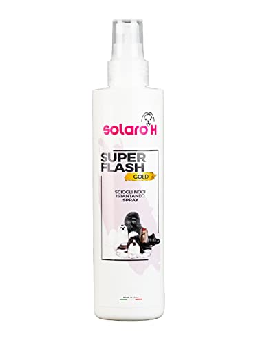 Solaro H Super Flash Gold Sciogli Nodi Istantaneo per Cani e Gatti Spray in Crema Super Districante Super Nutriente e Lucidante alle Noci degli Inca Non Unge Senza Siliconi (250ml)