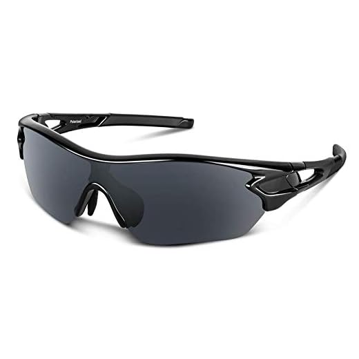 Bea Cool Gafas de sol polarizadas deportivas para hombres, mujeres, jóvenes, béisbol, ciclismo, correr, conducir, pescar, golf, motocicleta, tac, gafas (Negro brillante1)