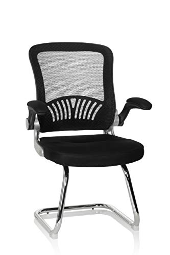 hjh OFFICE 706817 visitor chair FLYER PRO V mesh fabric black foldable armrests lumbar support ergonomic conference chair