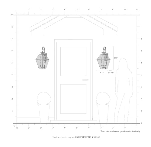 Image of Livex Lighting 2381-61 3-Light Outdoor Wall Lantern, Bronze | Transitional design