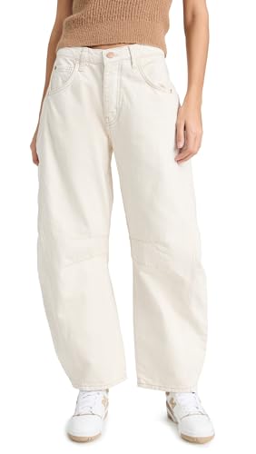 Free People Womens We The Free Good Luck Mid-Rise Barrel Jeans Milk 33